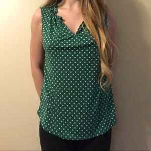 Green Polka Dot New York & Co. 7th Ave Blouse